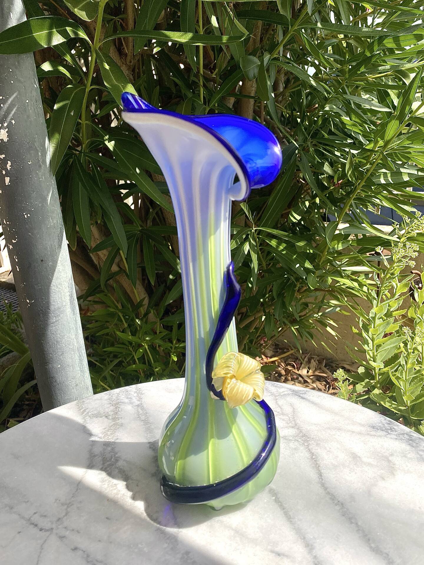 Large blown Murano glass vase with floral decoration.