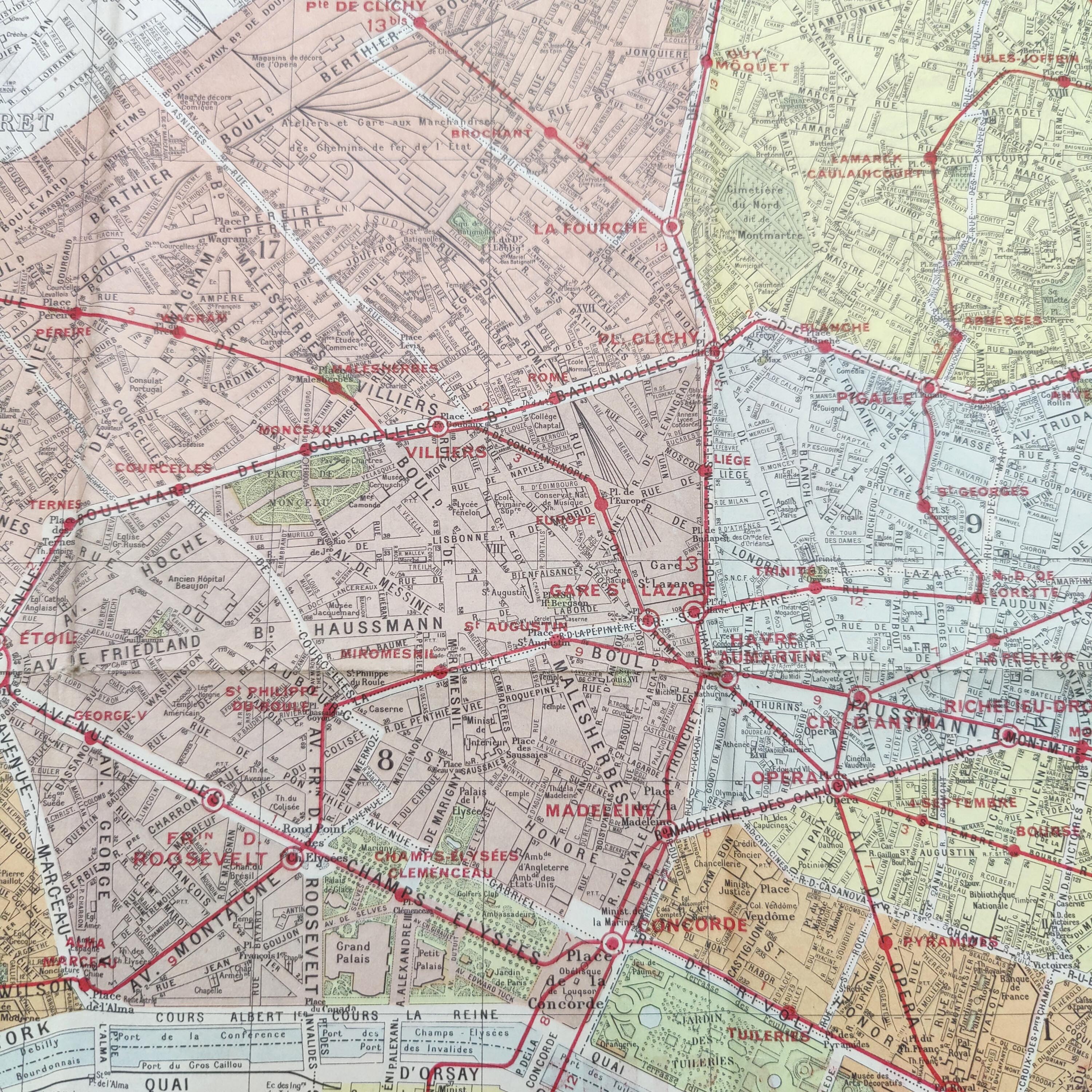 Carte vintage Paris et ses quartiers 1970