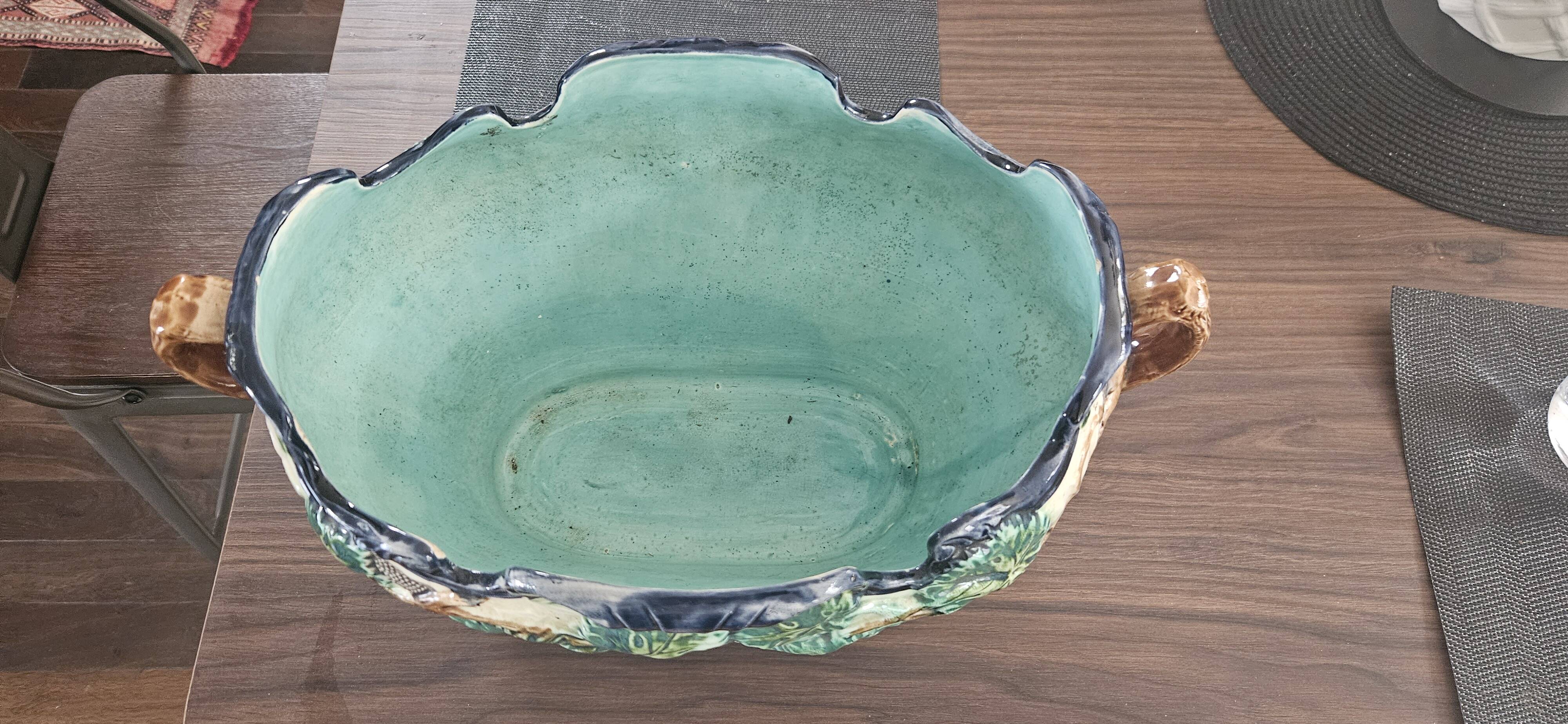 Grande jardinière barbotine art nouveau