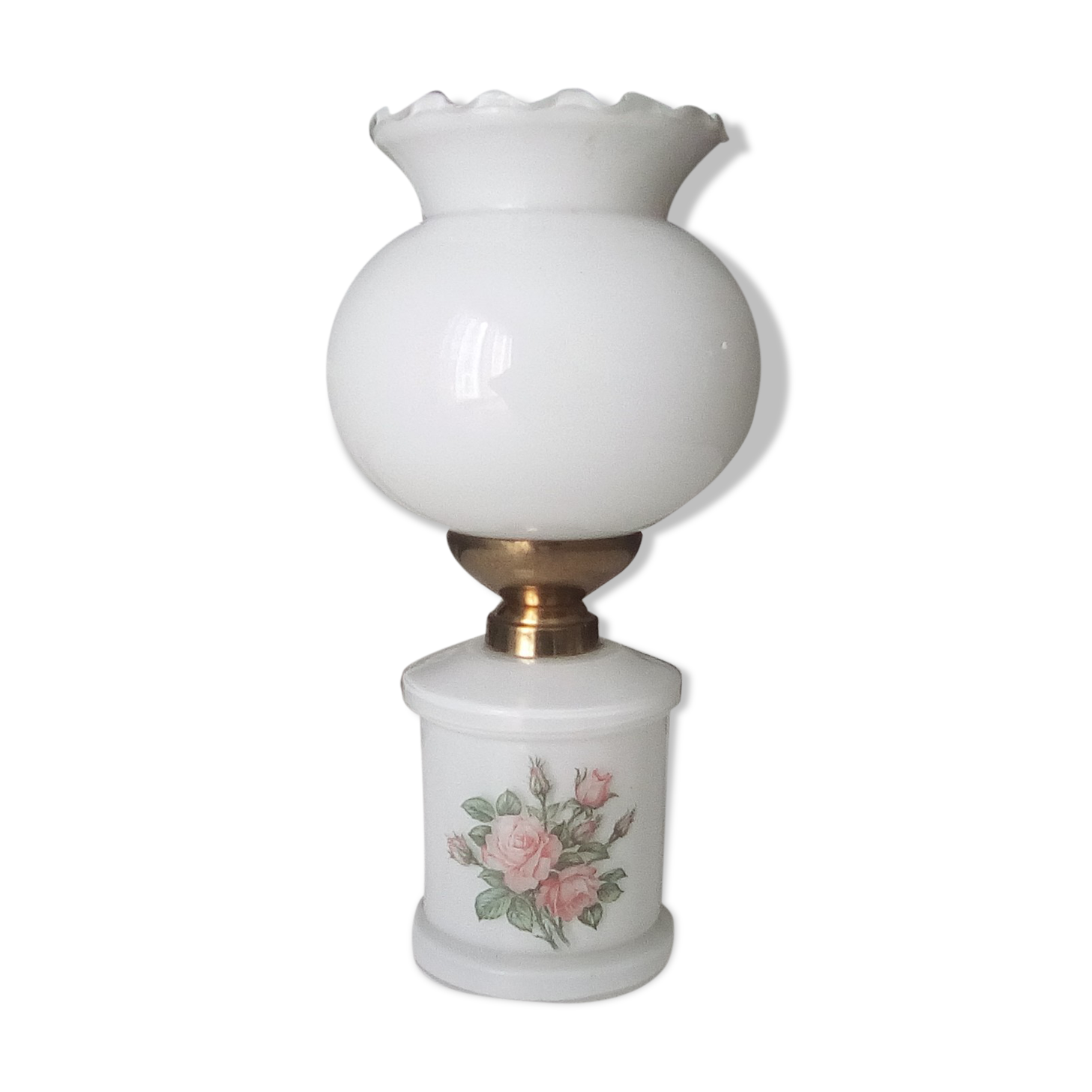 White opaline and brass lamp 50/60s