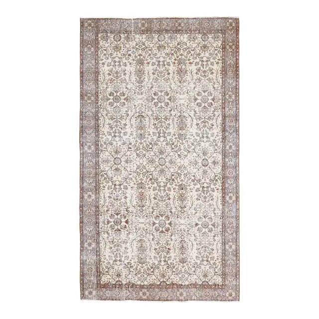 Vintage Turkish Hand-Knotted Wool Cotton Beige Area Rug 158x284