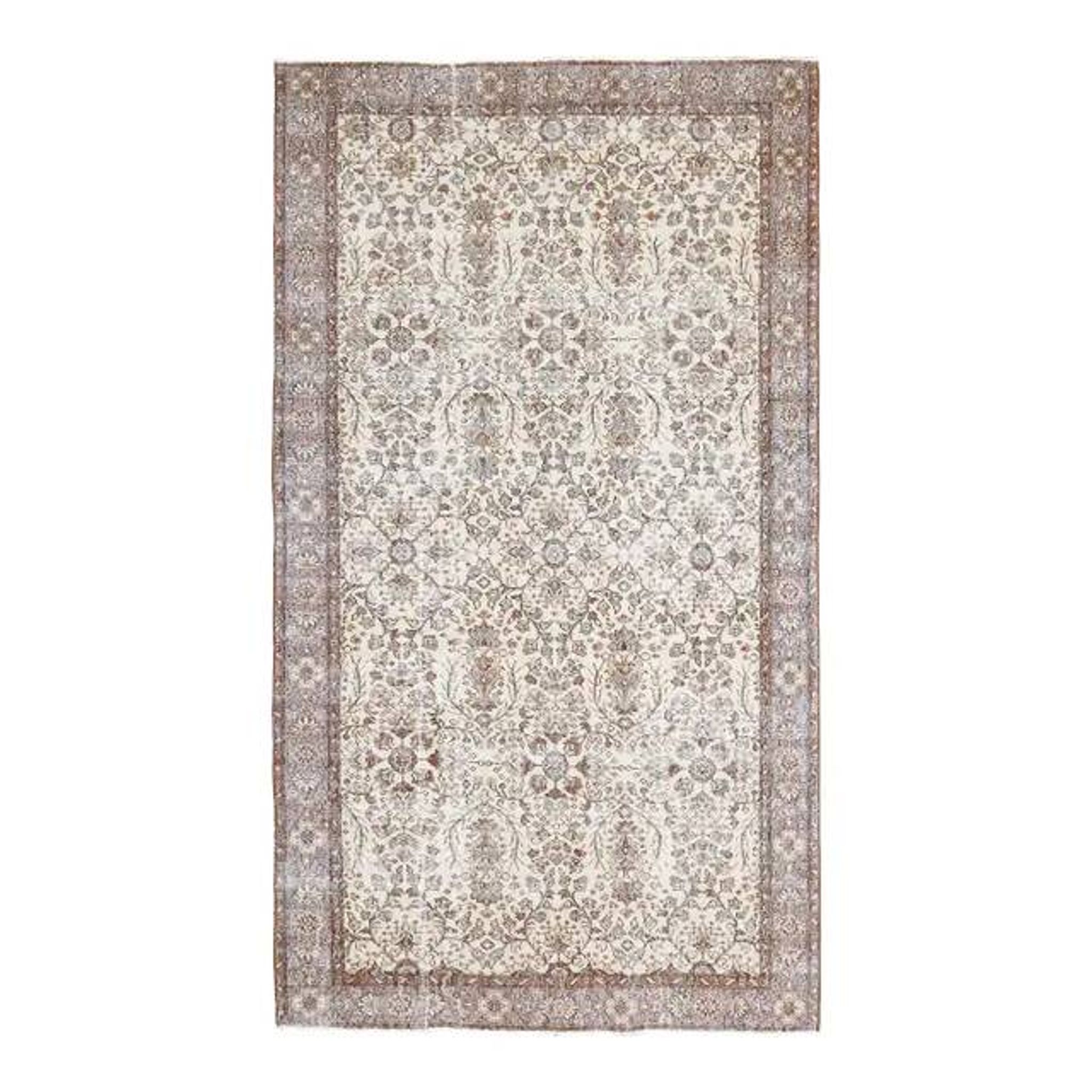 Vintage Turkish Hand-Knotted Wool Cotton Beige Area Rug 158x284