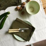 Set of six pure washed linen towels dyed persimmon