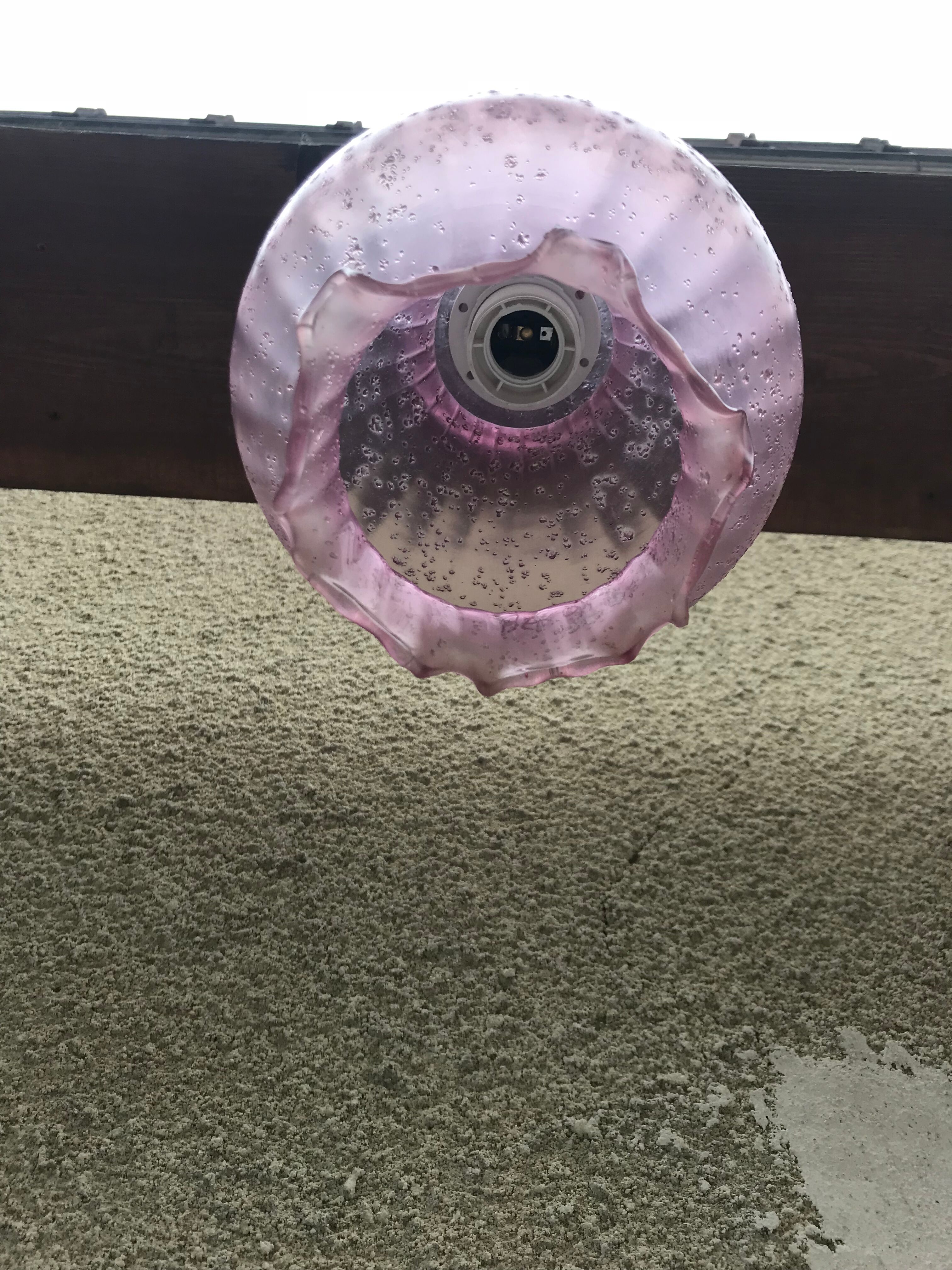 Suspension old glass bubble col corolla pink 70s vintage