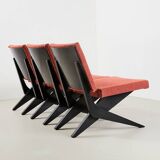 Set of 3 Scissor Easy Chairs Model FB18 by Architect Jan van Grunsven for Pastoe Netherlands 1955