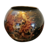 Vase boule en verre signé  Laque line