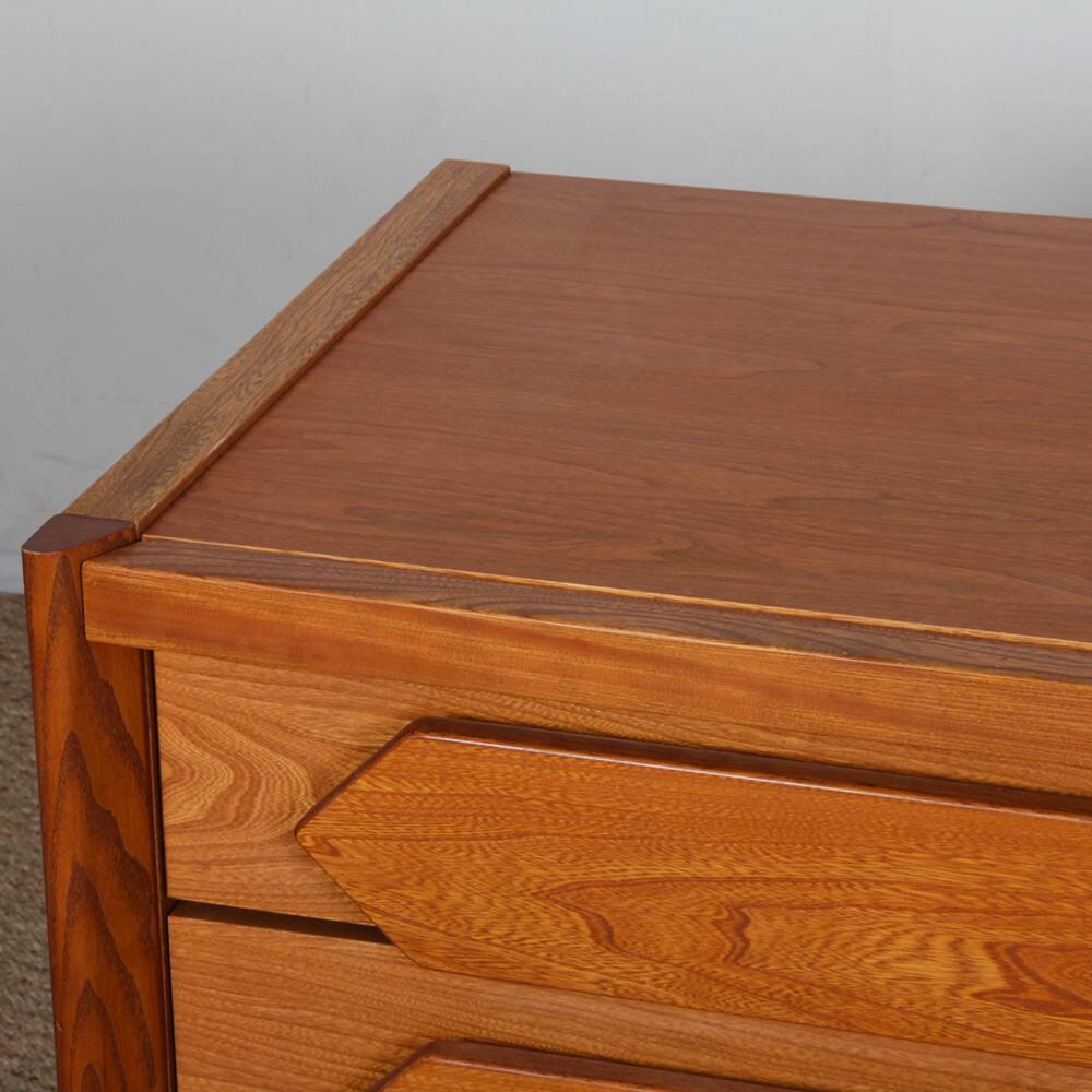 Vintage solid elm chest of drawers, 1980