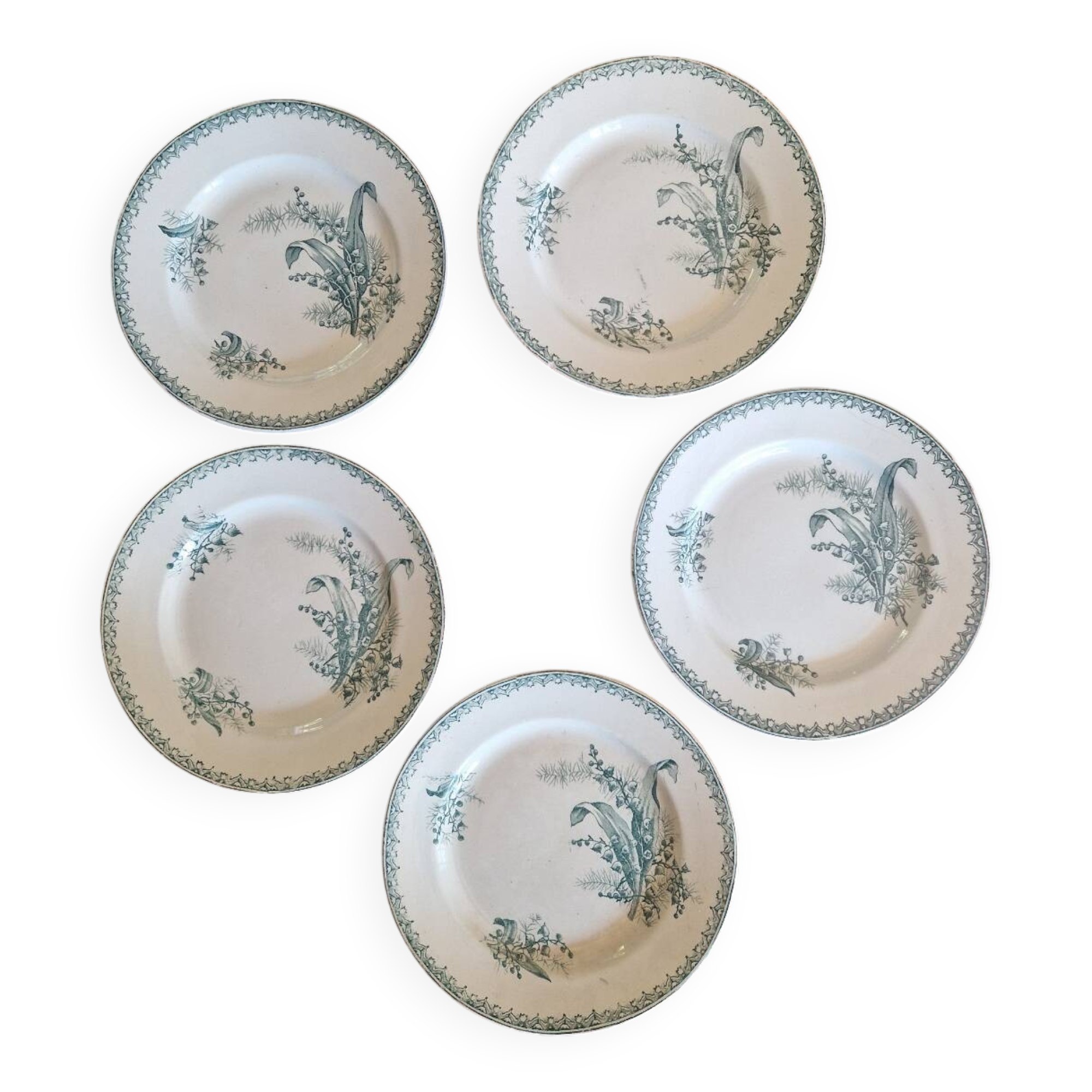 Set of 5 Saint Amandinoise Muguet Plates