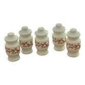 5 pots à épices vintage en opaline Ariel
