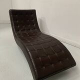 20th century black leather checkerboard relaxation bench