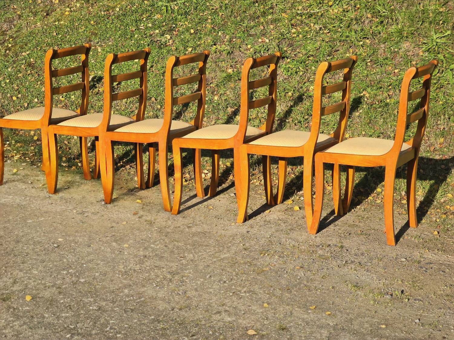 Set of six chairs with fabric tops