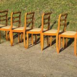 Set of six chairs with fabric tops