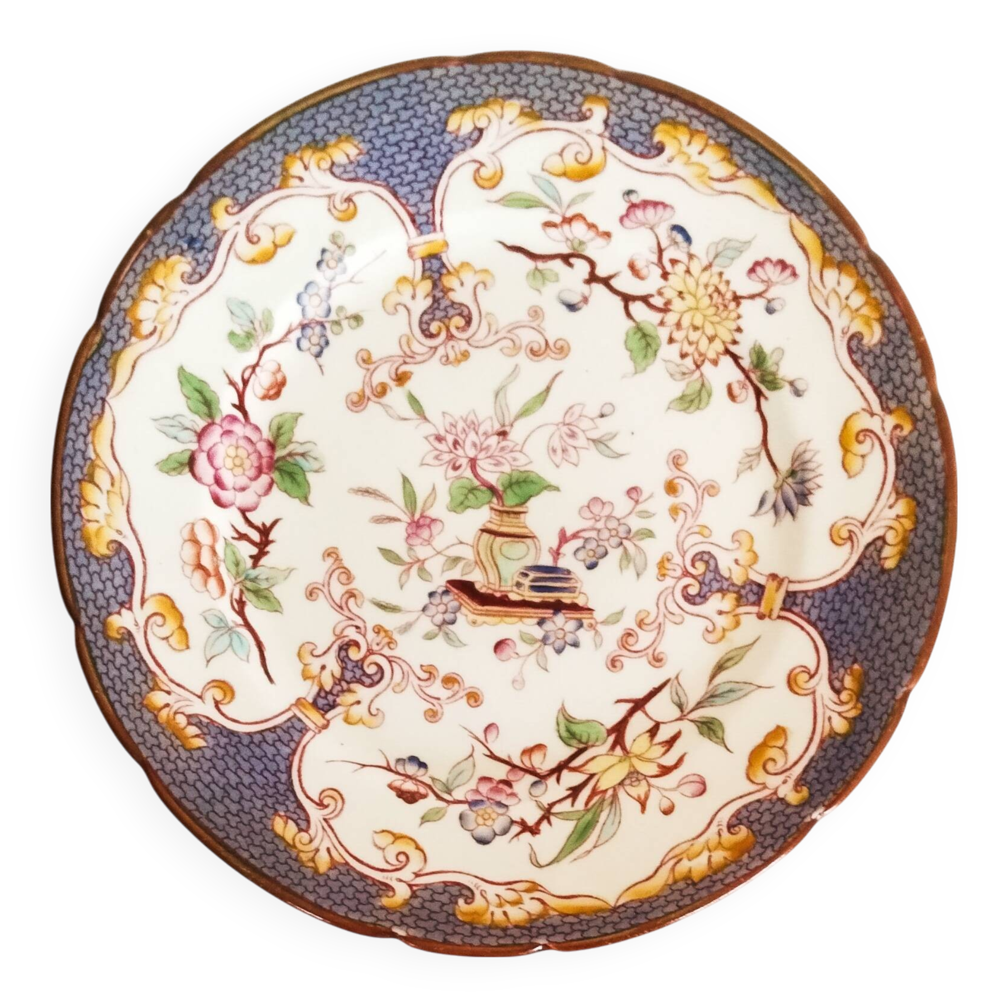 Porcelain dessert plate, Minton Decor 247, blue, Sarreguemines