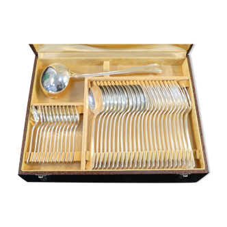 Menagere christofle in silver metal art deco model boreal by luc lanel