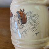 Old pitcher cazalas paule douau ceramic beige basque couple vintage