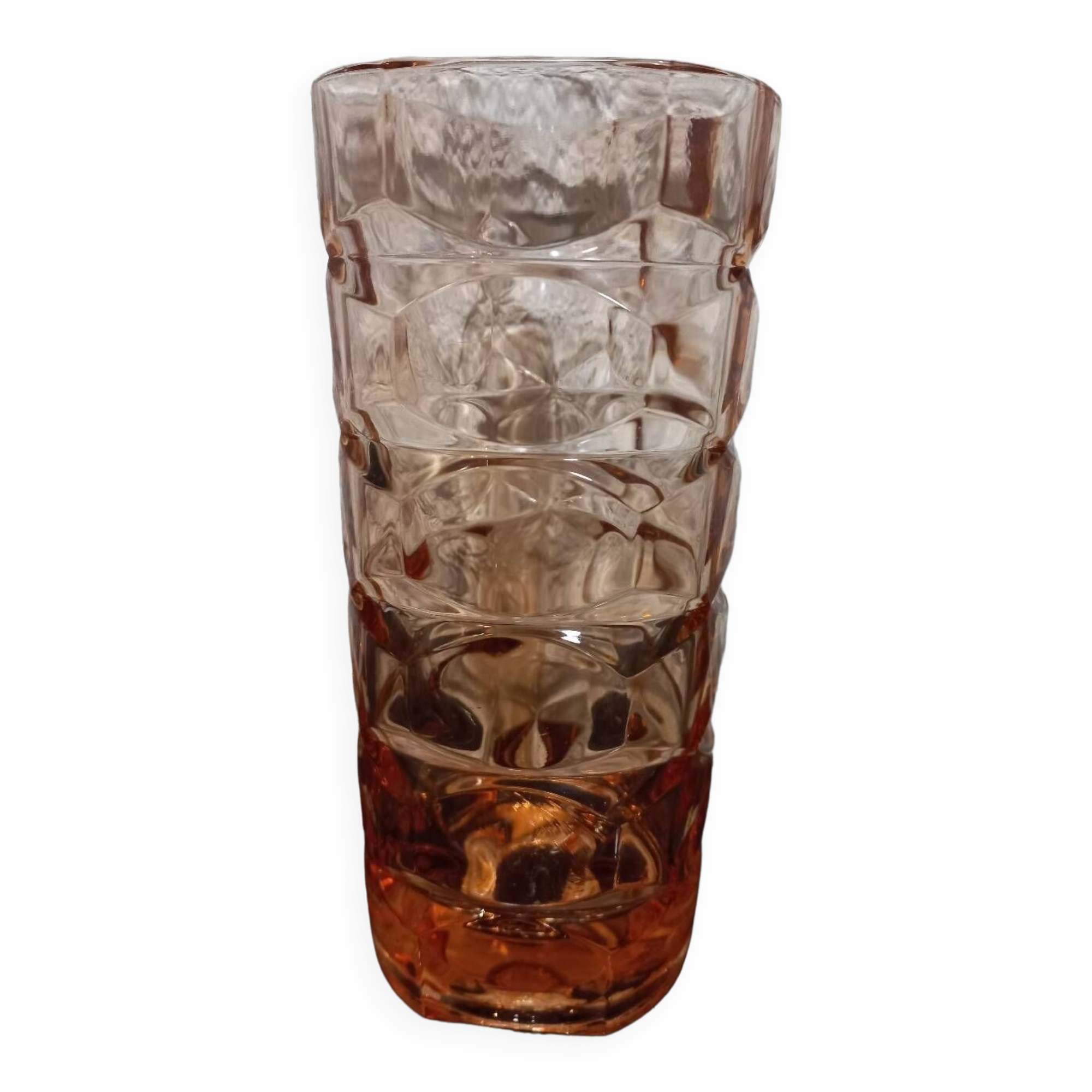 Vase en verre rose