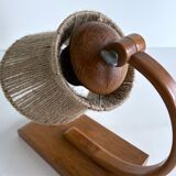 Lampe de table vintage en bois et sisal, années 1950
