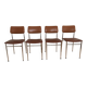 4 chaises skaï camel métal chromé années 70