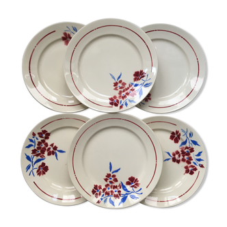 set of 6 plates of earthenware Bandonviller model Tunis