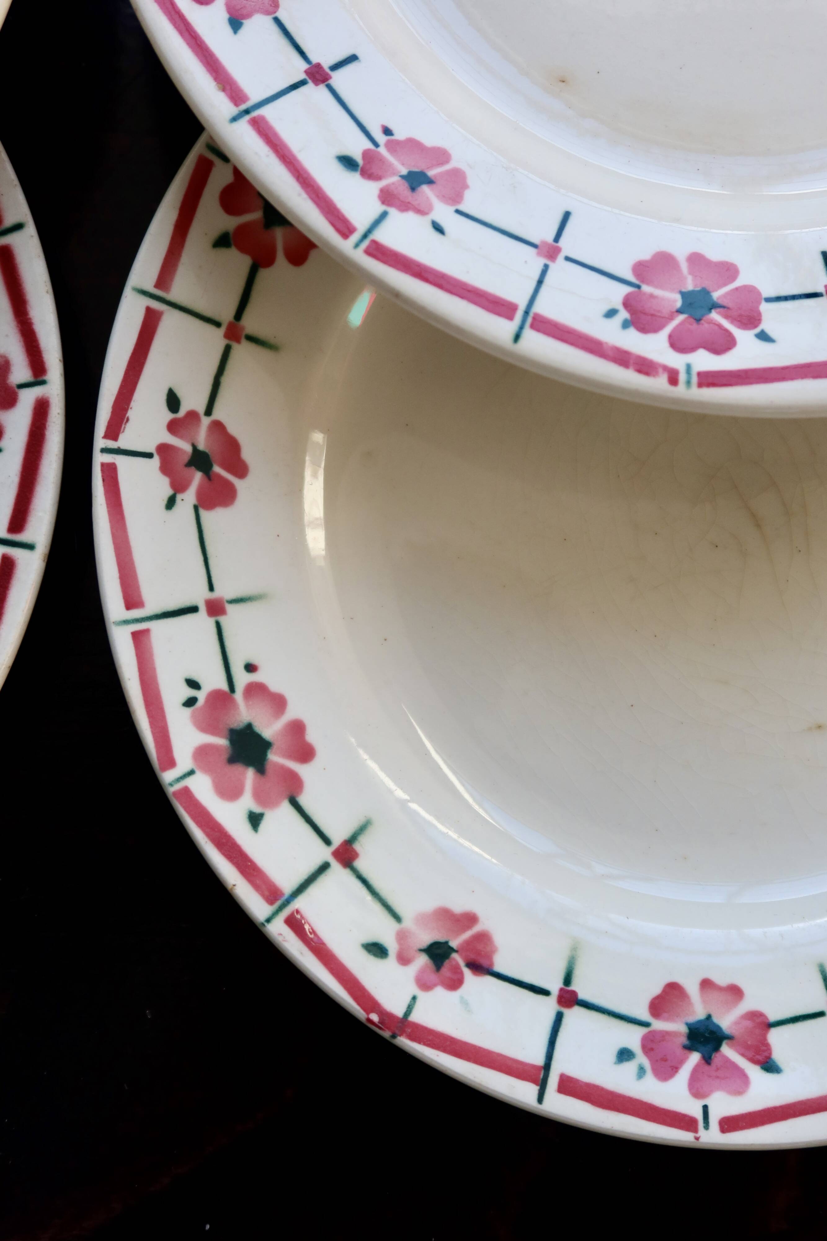 6 vintage ironstone dinner plates from Céranord Saint-Amand - Monique
