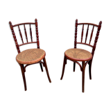 Paire de deux chaises cannée vintage
