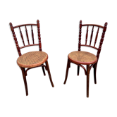 Paire de deux chaises cannée vintage