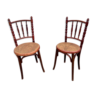 Paire de deux chaises cannée vintage