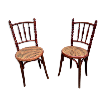 Pair of two vintage canned chairs