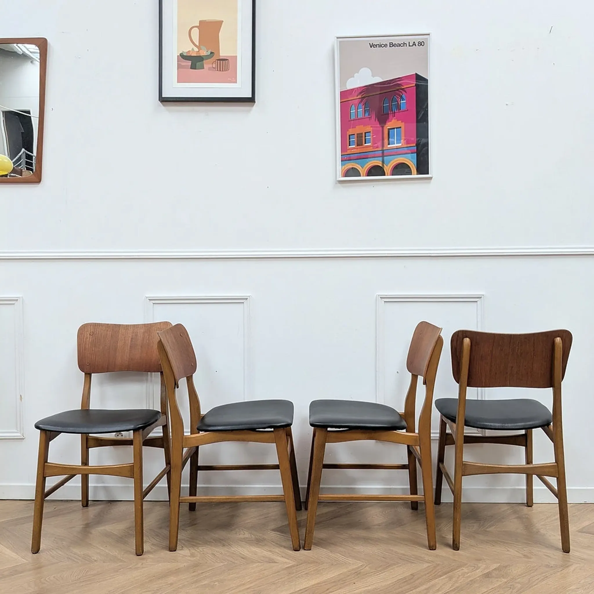Set of 4 Danish teak chairs, 1960s