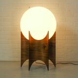 Vintage globe lampshade with sculptural wooden base