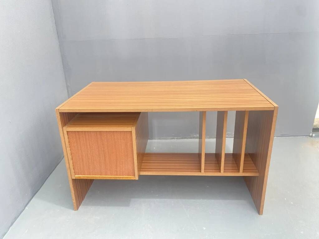 Writing desk, vintage wooden desk, 1980s, Czechoslovakia