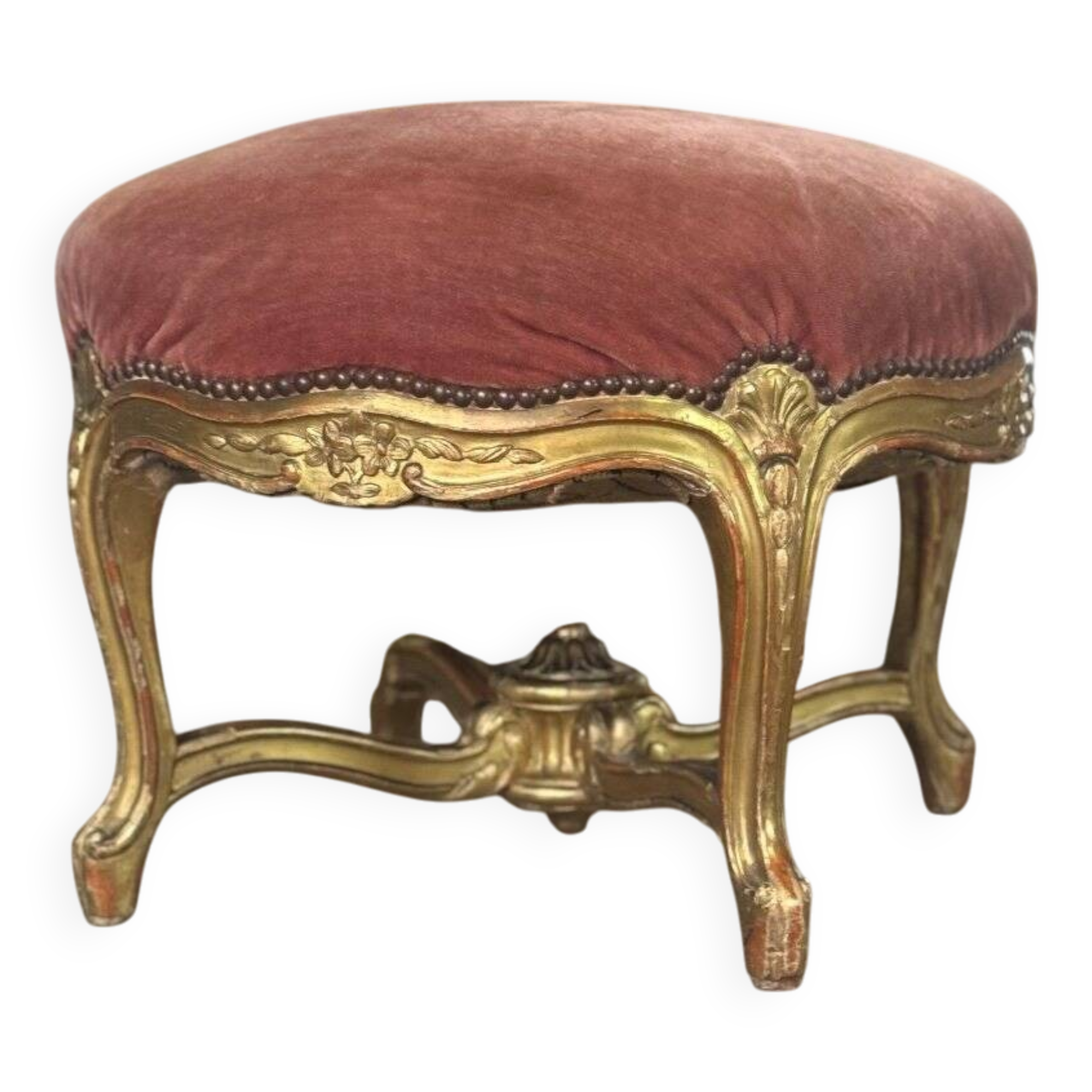 Louis XV Style Footrest in Carved and Gilded Wood Circa 1880