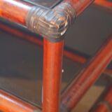 Rattan and leather bookcase 1970