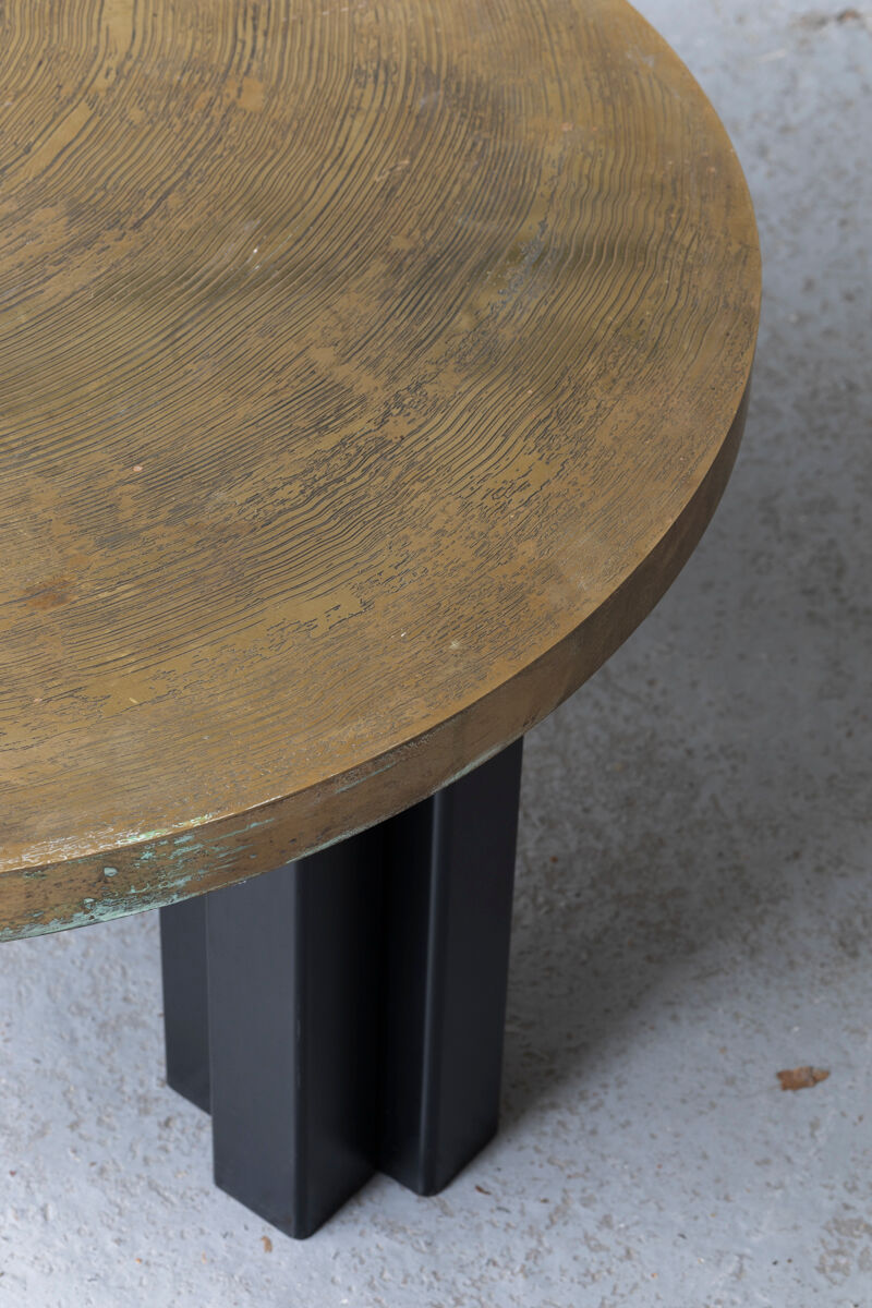 Coffee table in etched brass by Christian Krekels, Belgium, 1990