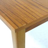 Minimalist teak bench, suede, 1960