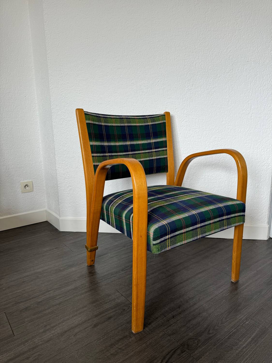Fauteuil Bow Bois par Hugues Steiner 1950
