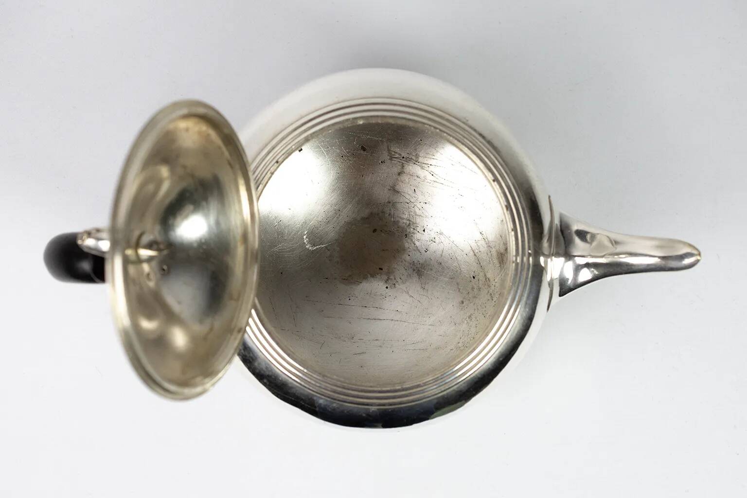 Christofle teapot in silver-plated metal and blackened wood – late 19th century
