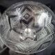 Candy box on foot in cut crystal with Art Deco geometric patterns