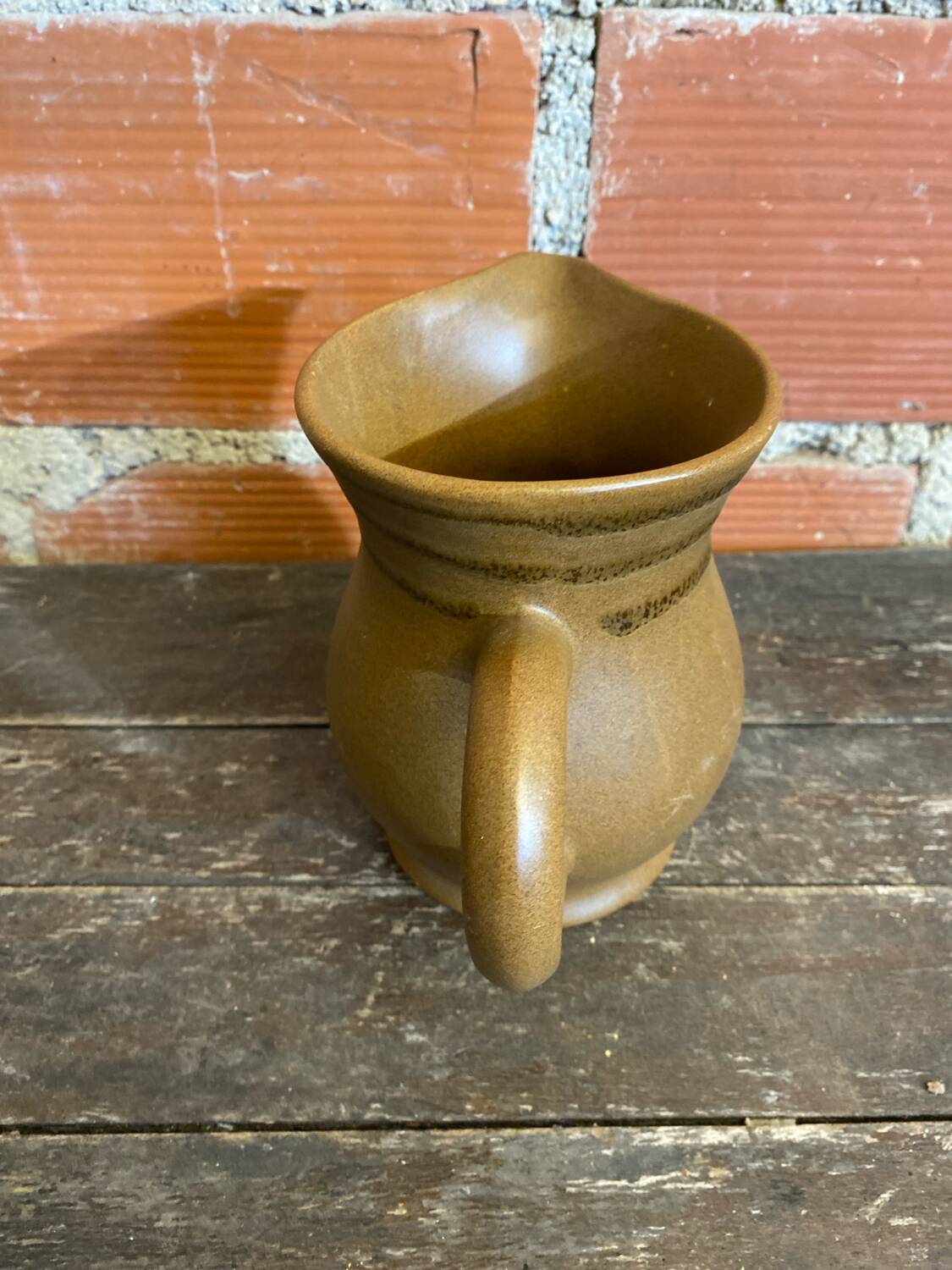 Old pichet sarreguemines beige ceramic 1970s vintage