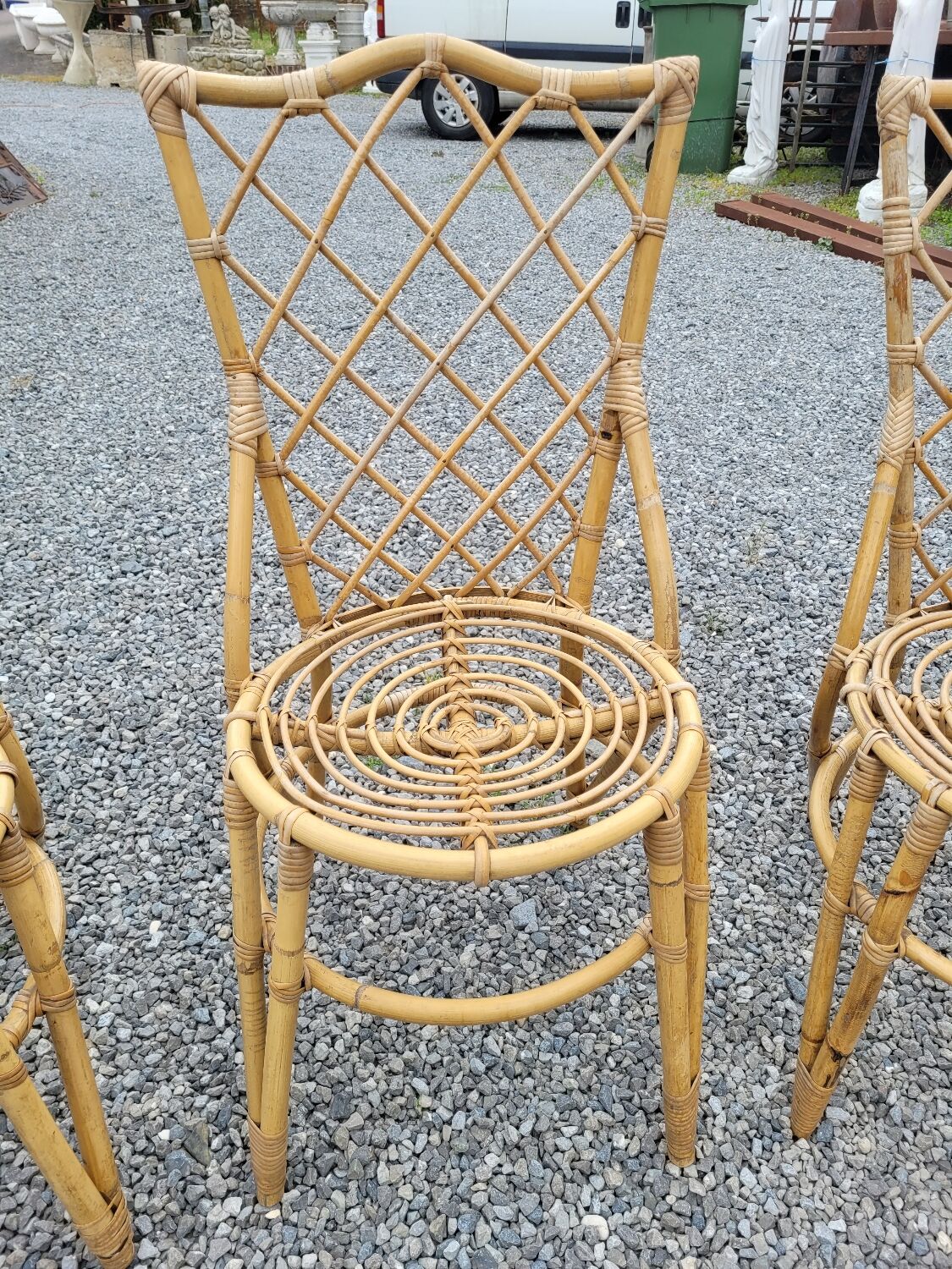 7 vintage rattan chairs
