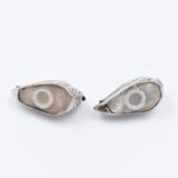 Salt and pepper salt pepper metal silvery in the form of duck art deco style