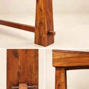 Dining table and 4 solid sheesham wood chairs in Arts & Crafts style.