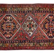 Tribal persian runner rug handwoven traditional red blue wool runner carpet 120x330cm