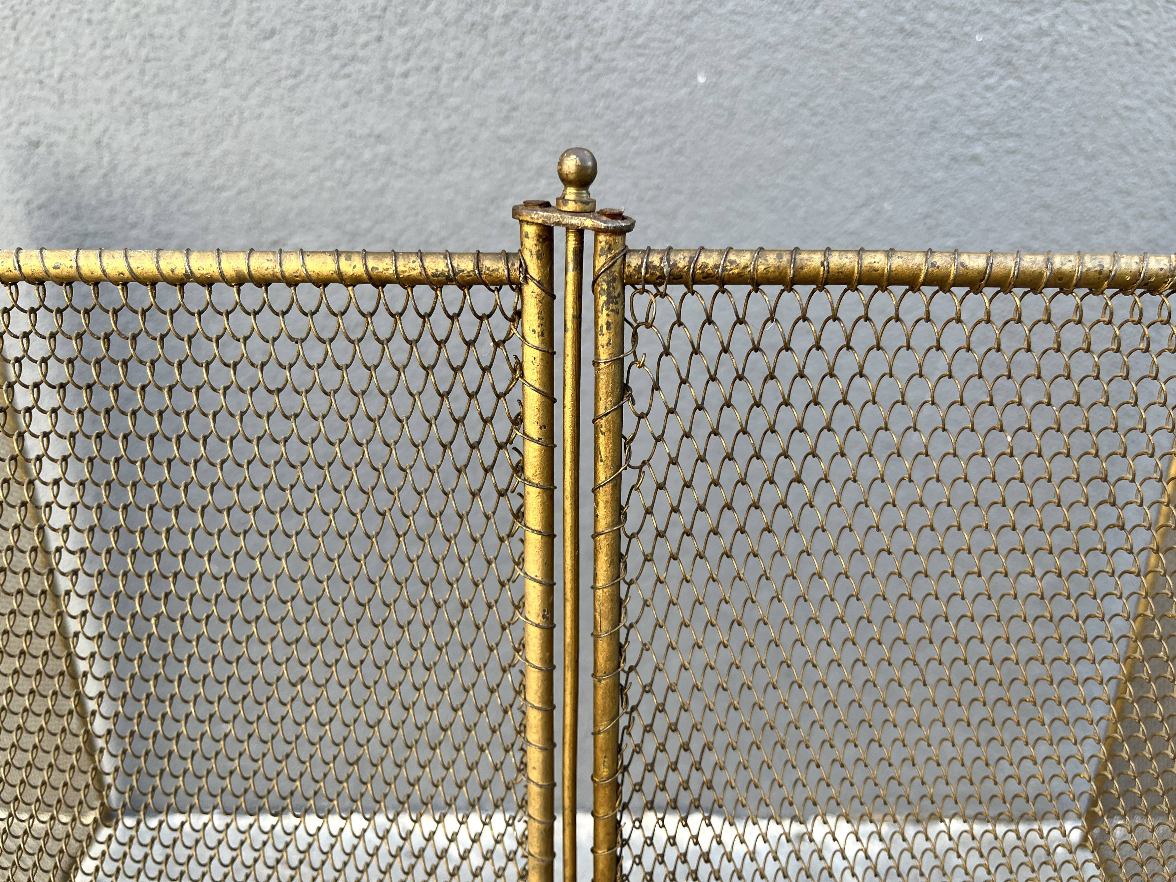 Old 19th century fireplace screen, old 4-panel spark arrester