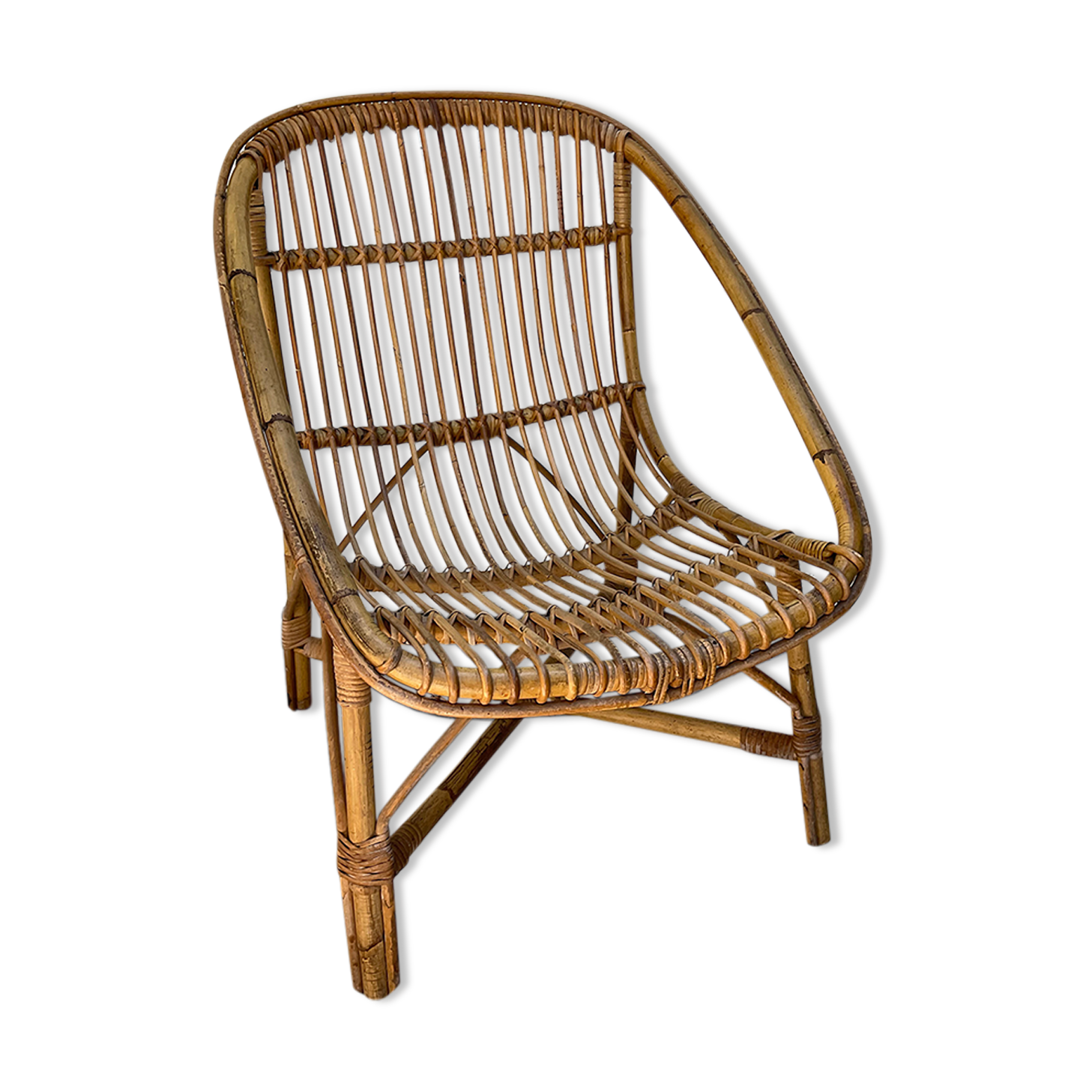 Vintage rattan armchair 60s-70s