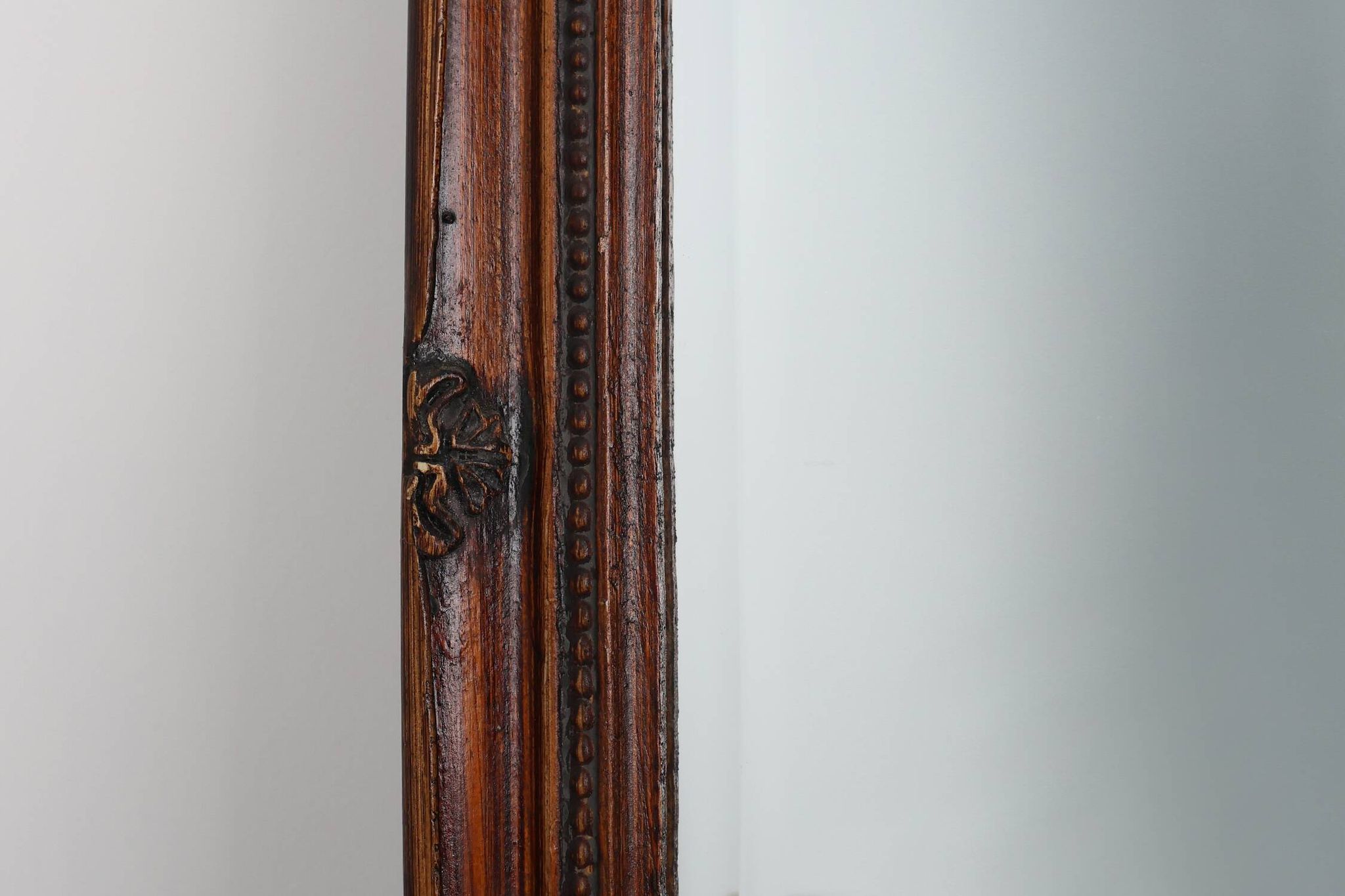 Antique French Facet-Cut Mirror in Carved Wood, circa 1850
