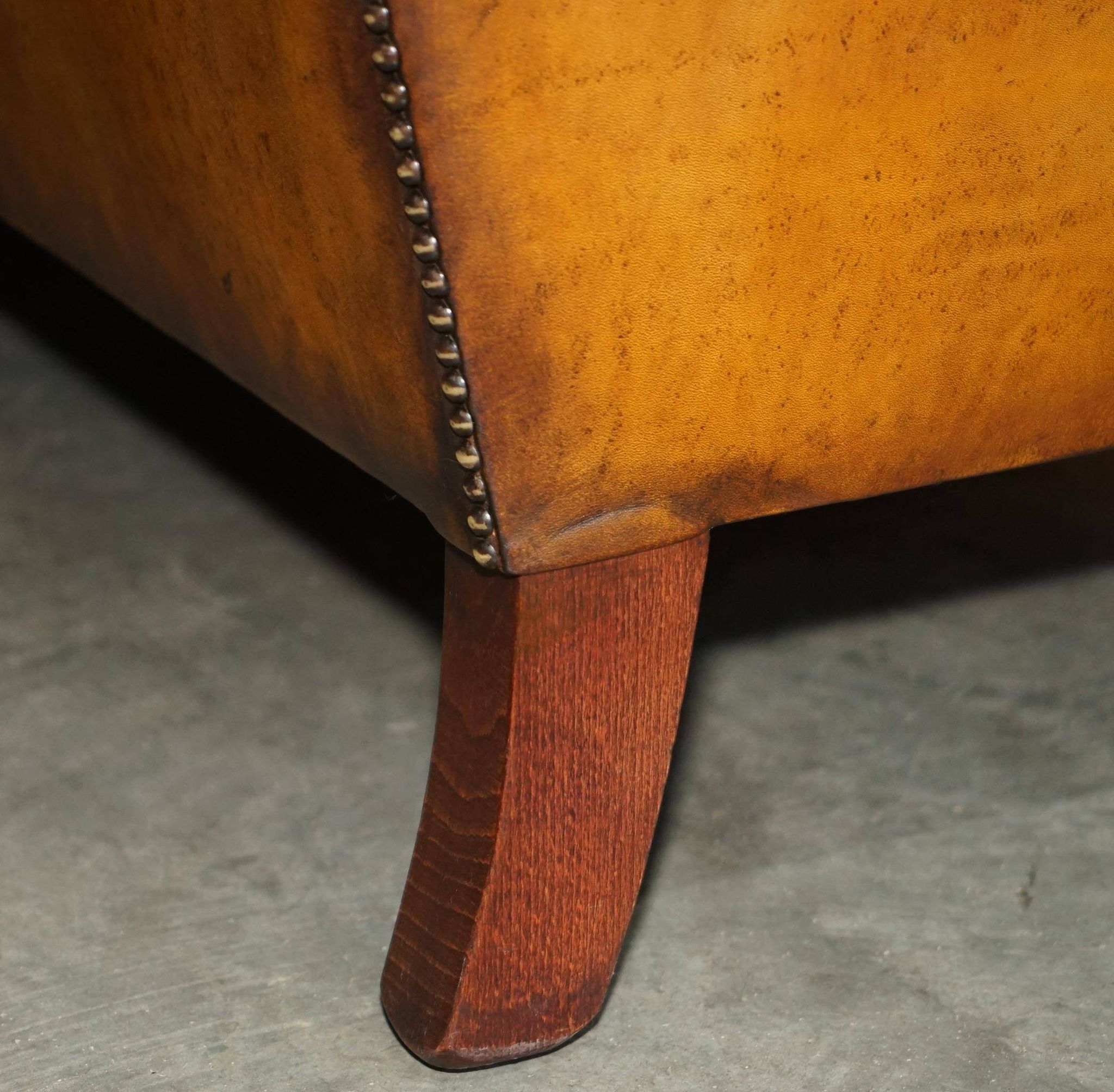 Mustang Leather Art Deco Style Sofa Fully Restored