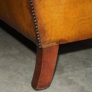 Mustang Leather Art Deco Style Sofa Fully Restored