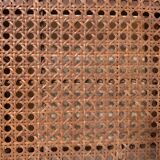 Wooden and rattan tabouret