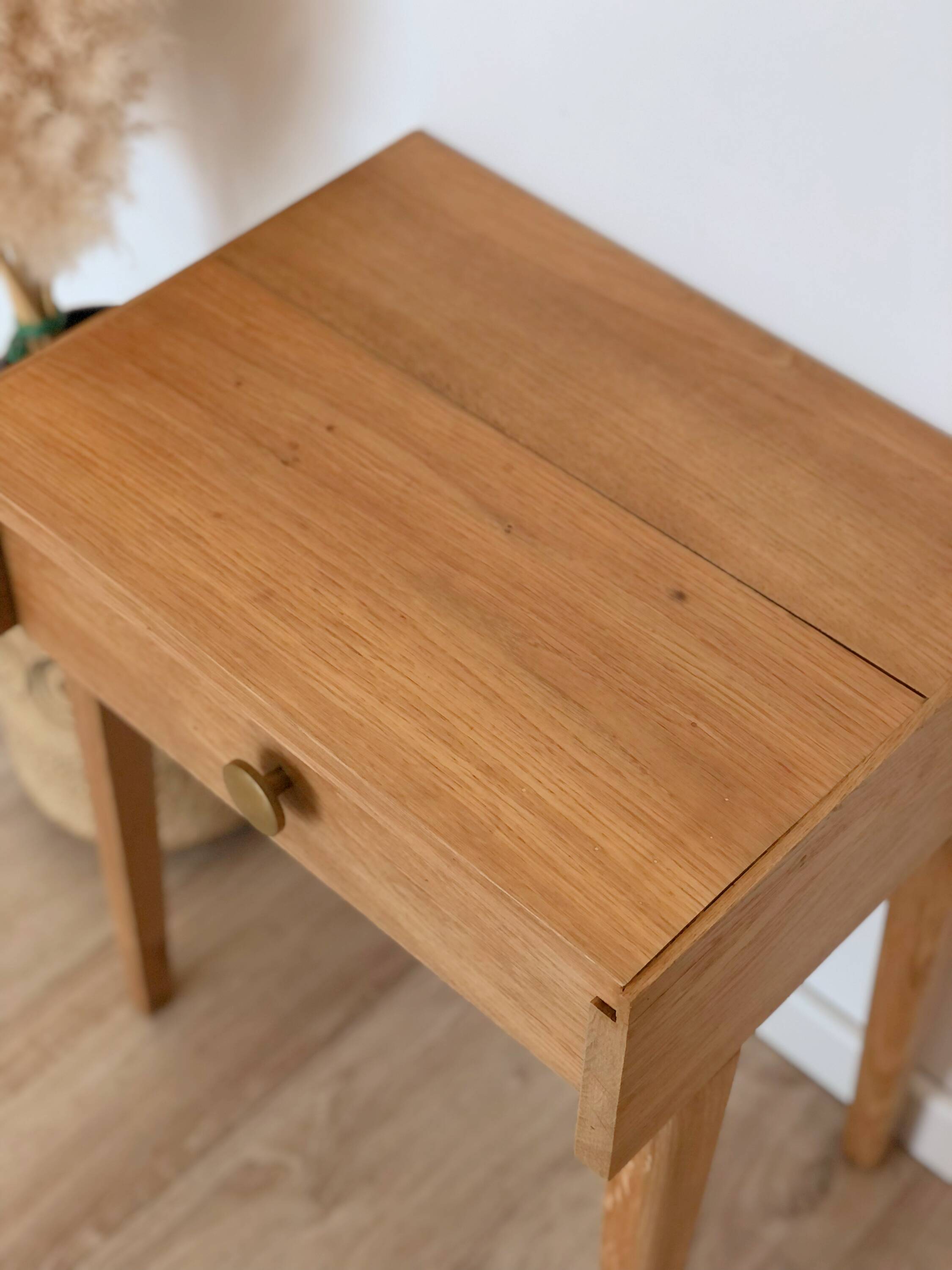 Vintage solid oak bedside table